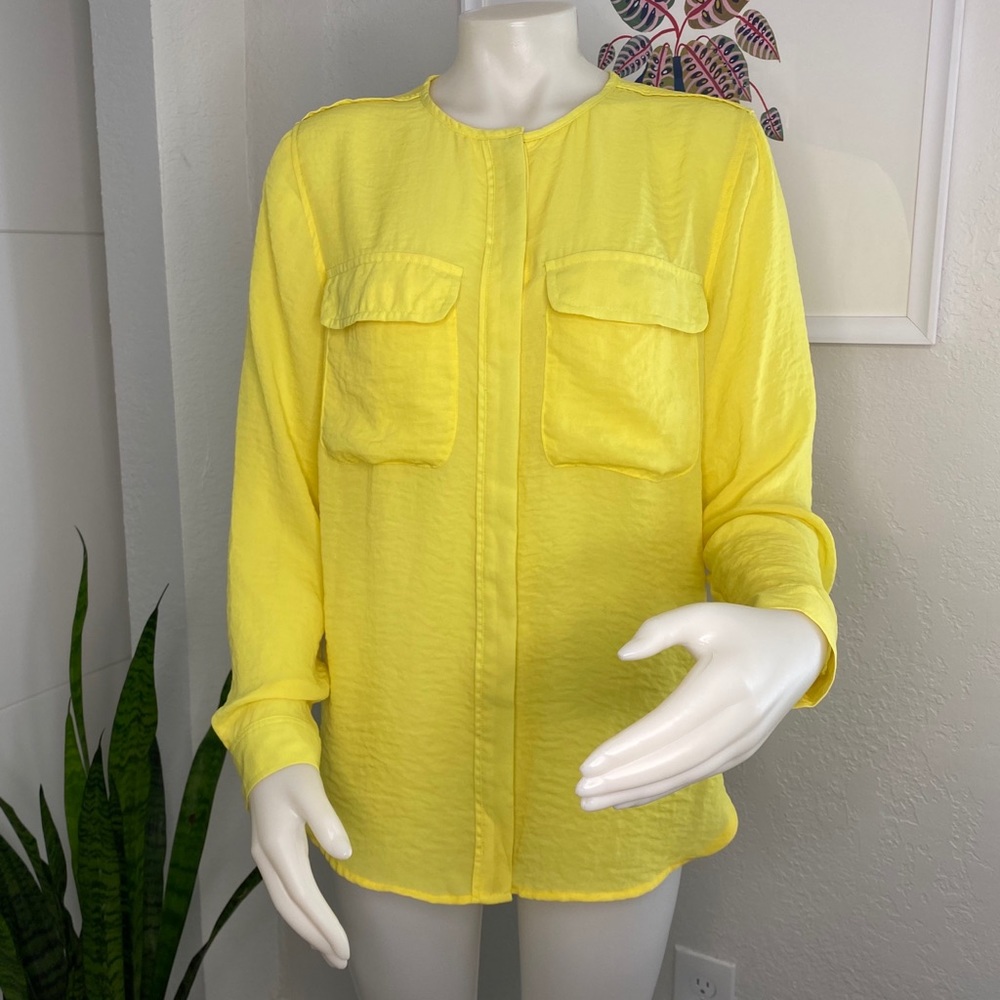 H&M Long-Sleeve Yellow Double Pocket Blouse